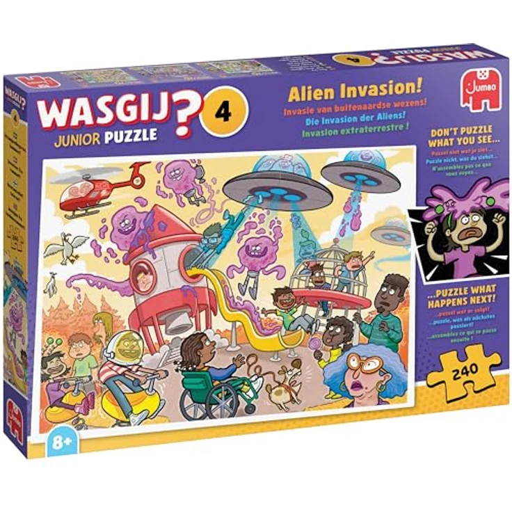 Wasgij Junior 4, Alien Invasion, 240-teiliges Kinderpuzzle aus umweltfreundlichen Materialien mit kreativen Herausforderungen für Kinder ab 8 Jahren – Bild 1