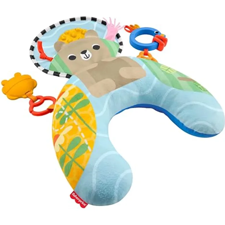 Fisher Price Balanced Beginnings Tummy Wedge, Bauchlagen-Keil mit sensorischen Aktivitätsspielzeugen, geeignet ab 0 Monaten