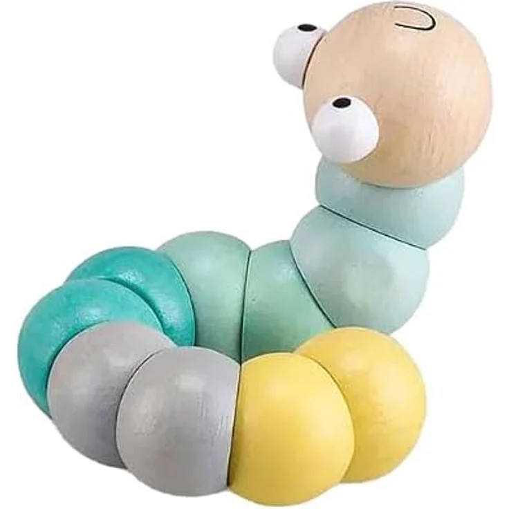Bigjigs Wooden Worm, Wiggly Spielzeug in Pastellfarben für Babys ab 10 Monaten, 3 x 3 x 17 cm – Bild 3
