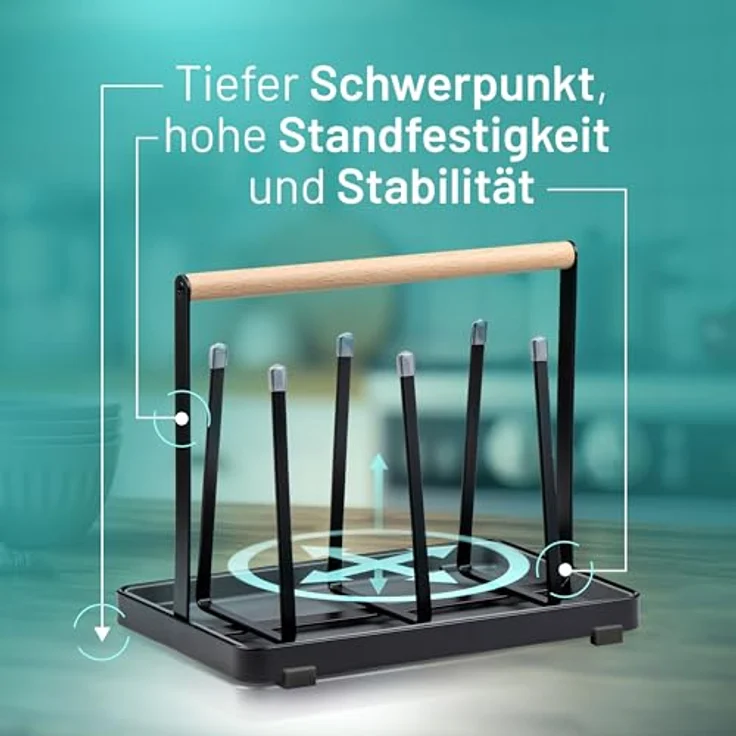 D&D Living All-in-One Flaschenhalter für SodaStream, Universal-Trockenständer aus Metall, Schwarz, für 6 Flaschen, abgerundete Kanten und Gumminoppen – Bild 3