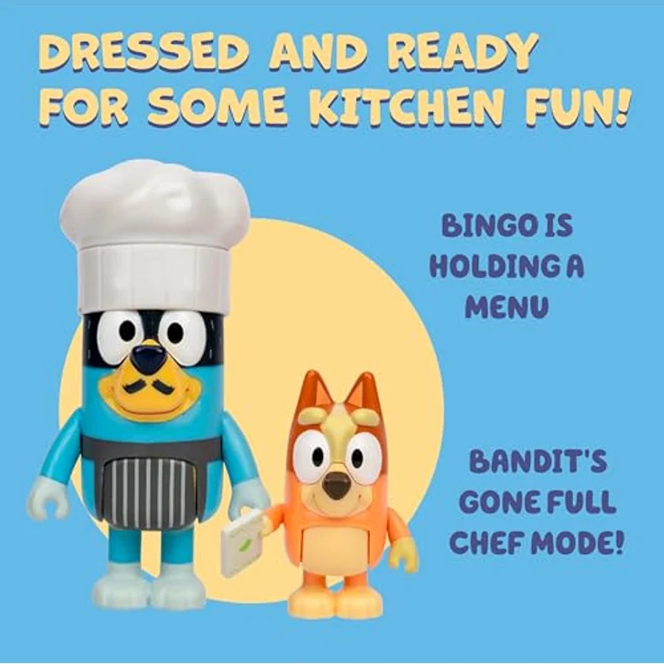 BlueY Es ist Zeit für Pavlova, 4er-Figurenpackung „Café-Wettkampf“ mit beweglichen Gelenken, enthält Bingo, Bandit (mit Chefkochmütze), Chilli und 2 Zubehörteile, 6-7,6 cm groß – Bild 4