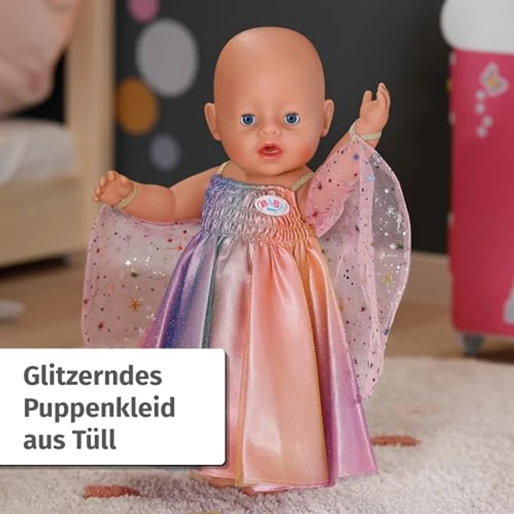 BABY Born Regenbogenkleid, Puppenkleid mit Flügeln und Glitzer für 43cm Puppen, Hochwertiges Zubehör – Bild 2