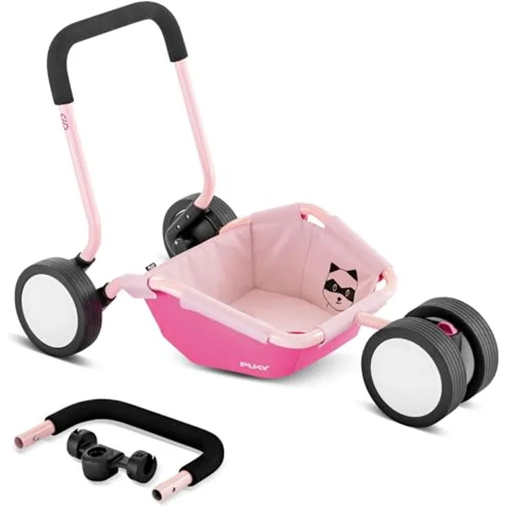 Puky Traily, 3-in-1 Lauflernwagen und Anhänger mit höhenverstellbarer Schiebestange, stabiler Fahrzeuggeometrie und abwaschbarem Transport-Ablagefach, bunt