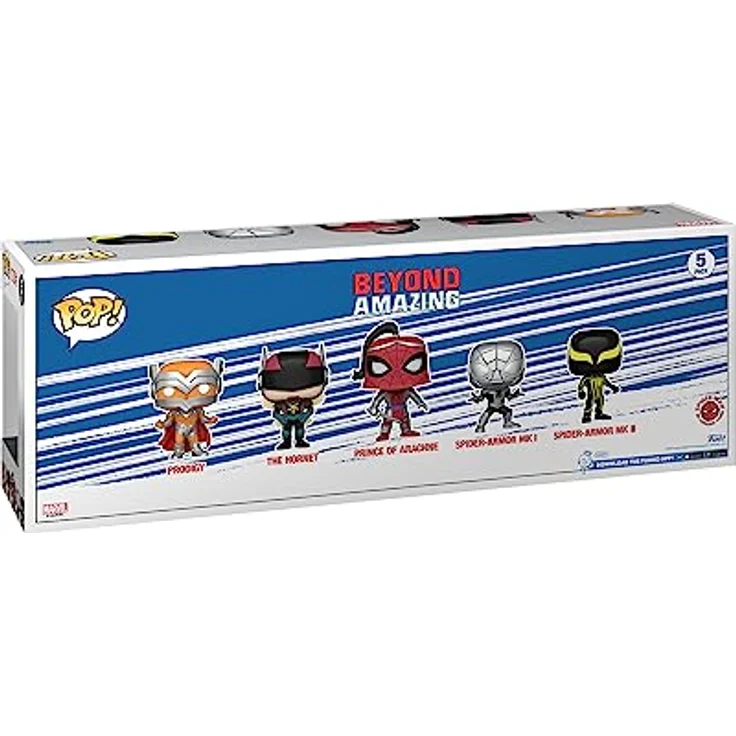 Funko Marvel pack 5 figurines POP! Vinyl Year of the Spider Special Edition 9 cm, Amazon-exklusives 5er-Pack mit Prodigy, The Hornet, Prince of Arachne, Spider-Armor MK I und II, ca. 5 cm groß – Bild 3