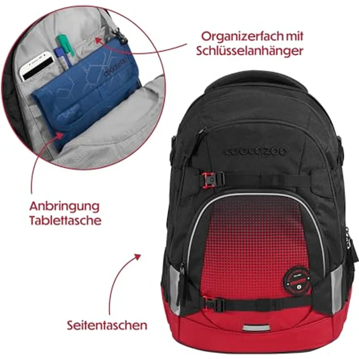 coocazoo Schulrucksack Mate Blazing Fire, 30 Liter Volumen, leicht, ergonomisch & sicher – Bild 10