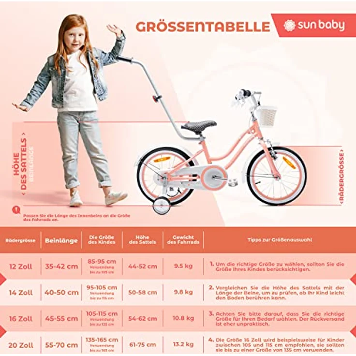 Sun Baby Bike for girls 16 inch heart bike apricot – Bild 9