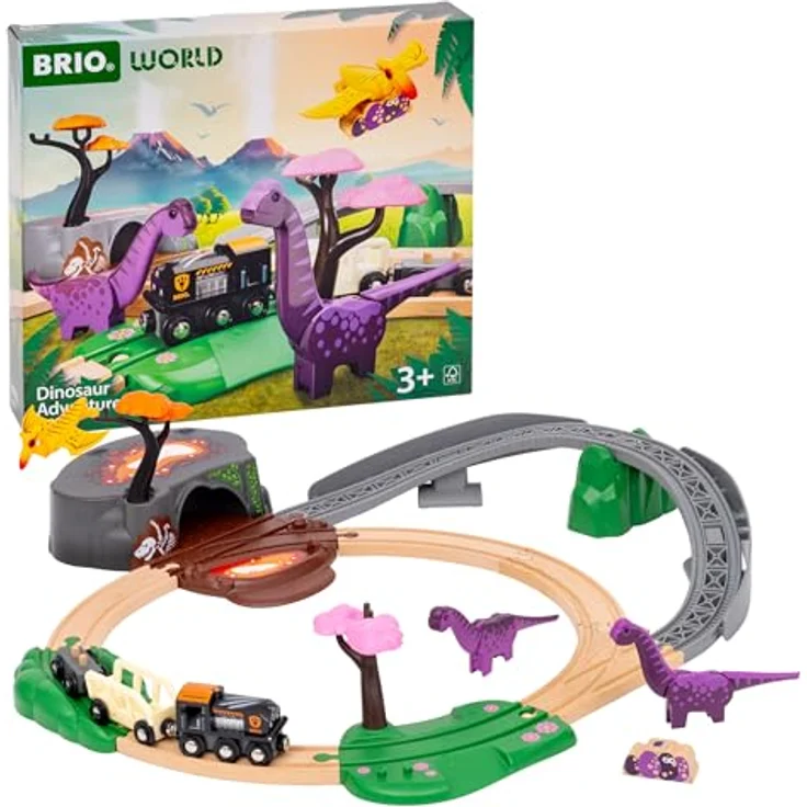 BRIO® Dinosaurier Abenteuer-Set, Spielzeugeisenbahn-Erweiterung BRIO® WORLD, 21-teilig, FSC® - inklusive Lavahöhle und Spielzeug-Dinosauriern – Bild 1