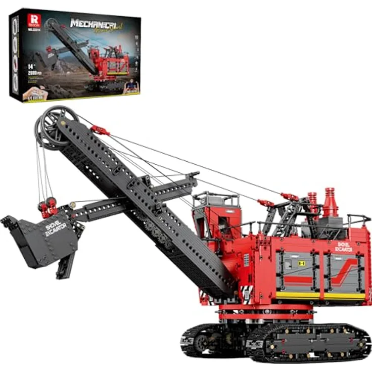 Reobrix RC-Bagger-Bausteinset 22014, APP- und ferngesteuertes Konstruktionsspielzeug mit 2688 Teilen, 360° drehbare Kabine, ideal für Erwachsene und Kinder ab 14 Jahren