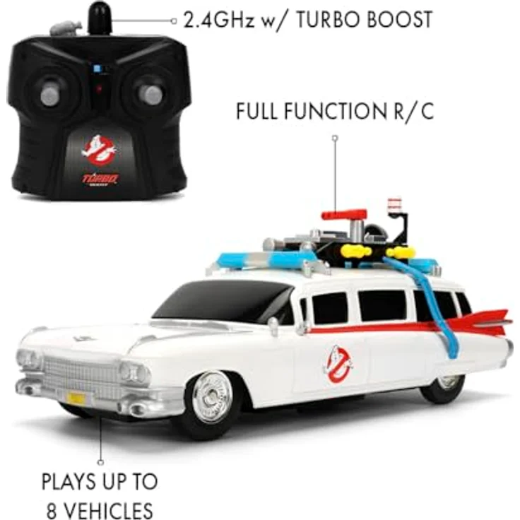 Jada Ghostbusters RC Ecto-1 1:16, detailgetreues Modellauto mit 2-Kanal-Funksystem, 2,4 GHz, USB-Ladefunktion, mehrfarbig – Bild 2