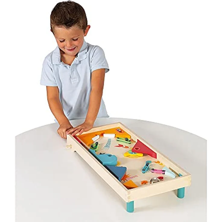 Janod - Retro-Flipper aus Holz - Gesellschaftsspiele Kind - Geschicklichkeitsspiel Fördert strategisches Denken und Konzentration - FSC-zertifiziert - Ab 5 Jahren, J02088 – Bild 4