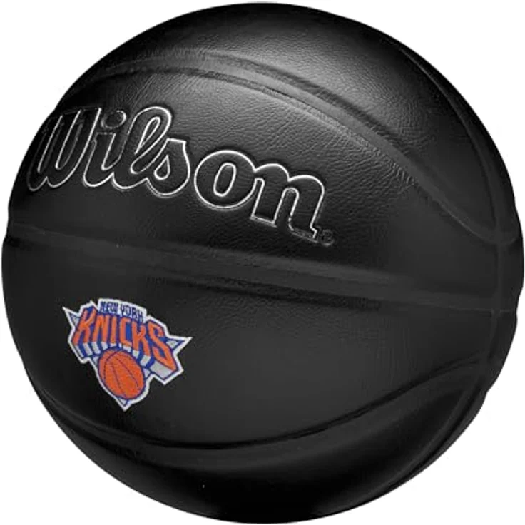 Wilson NBA Team Premiere Basketball, New York Knicks Design mit strukturiertem Schlangenhaut-Finish, Farbe: Schwarz, Größe: 7 – Bild 3