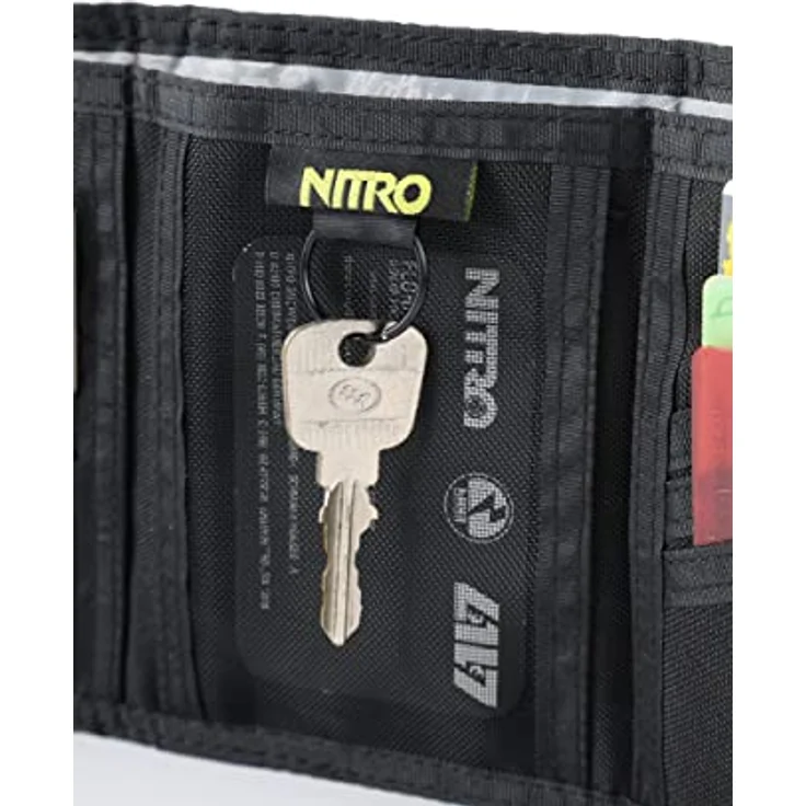 NITRO Wallet, Geldbörse für Kinder, Tough Black, mit Kleingeldfach, 2 Fächern für Scheine, 6 Kreditkartenfächern und Schlüsselring – Bild 10