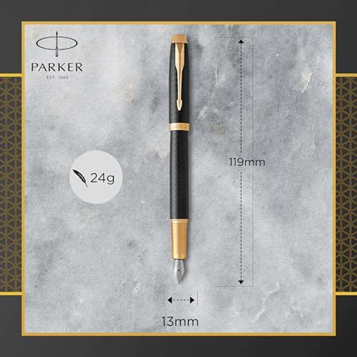 Parker Pen IM Premium Black/Gold G.C., Schreibstift mit stabiler Edelstahlfeder, schwarz/gold – Bild 3