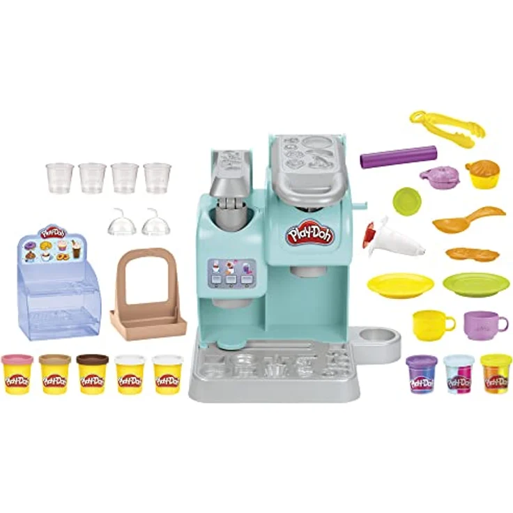 Play-Doh Kitchen Creations Knetspaß Café, Café-Spielset mit 20 Accessoires und 8 Dosen zweifarbige Knete – Bild 1