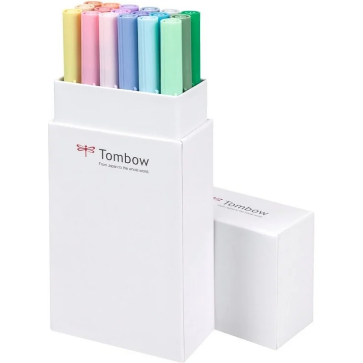 TOMBOW Filzstift, Aquarellierbarer Fasermaler mit zwei Spitzen, 18er-Set, Pastellfarben