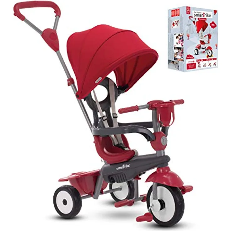 smarTrike Breeze Plus Dreirad für Kleinkinder im Alter von 1-3 Jahren – Variables( mehrstufiges) 4-in-1-Dreirad (Rot)