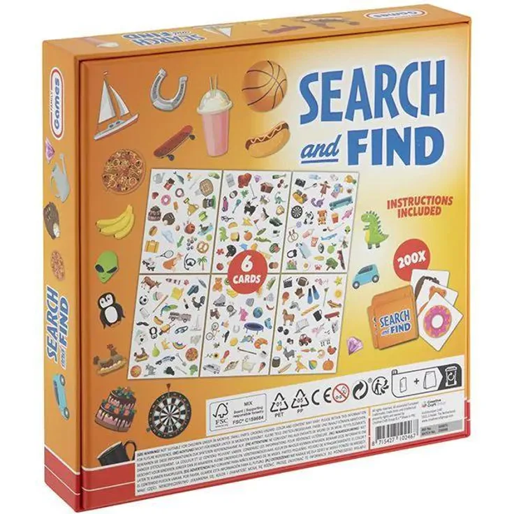 Merkloos Kinderbrettspiel Find The Picture, Mit 6 Suchplatten und 200 Symbolkarten für 2 bis 6 Spieler ab 4 Jahren