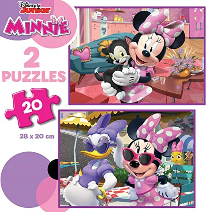Educa Minnie Maus Disney, Puzzleset 2 x 20 Teile für Kinder ab 3 Jahren, pädagogisches Lernspielzeug für Feinmotorik, inklusive Aufbewahrungsbox – Bild 2