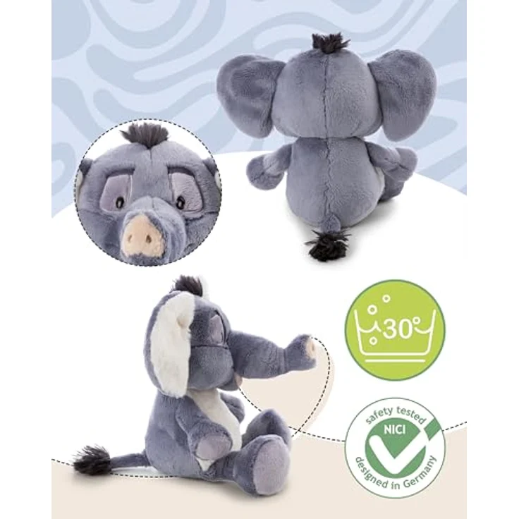 NICI Kuscheltier Elefant EL-Flora, 25cm grau, weiches Plüschtier aus recyceltem Material, ideal zum Kuscheln und Spielen, tolles Geschenk für Kinder & Erwachsene - 62741 – Bild 4