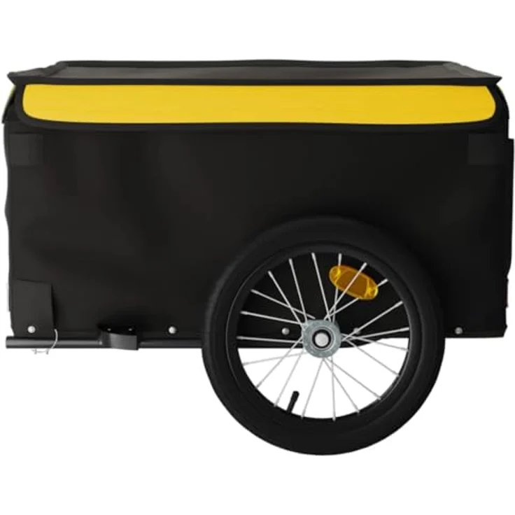 vidaXL Fahrradlastenanhänger Schwarz und Gelb 45 kg Eisen, Robustes Material, Cleveres Design – Bild 8