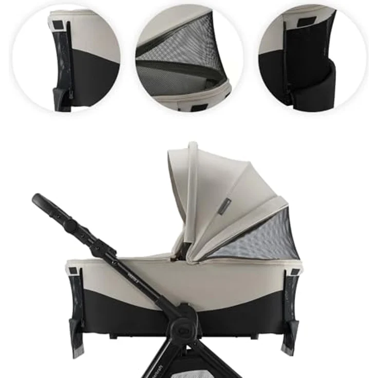 Kinderkraft VESTO 2, 3-in-1-Kinderwagen mit Babywanne, MINK PRO 2 Autositz, wendbarem Sportsitz, Travel System, Beige – Bild 6