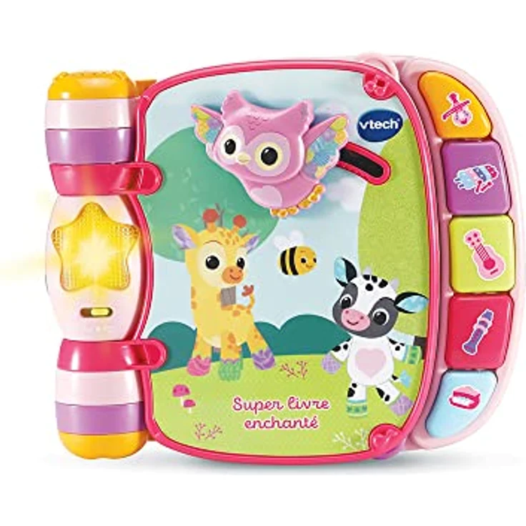 VTech Super Buch Verzaubert des Baby Loulous Rosa, interaktives Babybuch für 6 bis 36 Monate, mit Klaviertasten, 10 Melodien und 6 Kinderliedern auf Französisch – Bild 1
