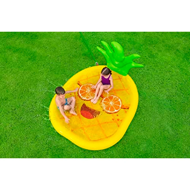 BESTWAY Wassermatte Sunny Pineapple, Planschbecken mit Wassersprinkler, 196x165 cm, strapazierfähiges PVC – Bild 6