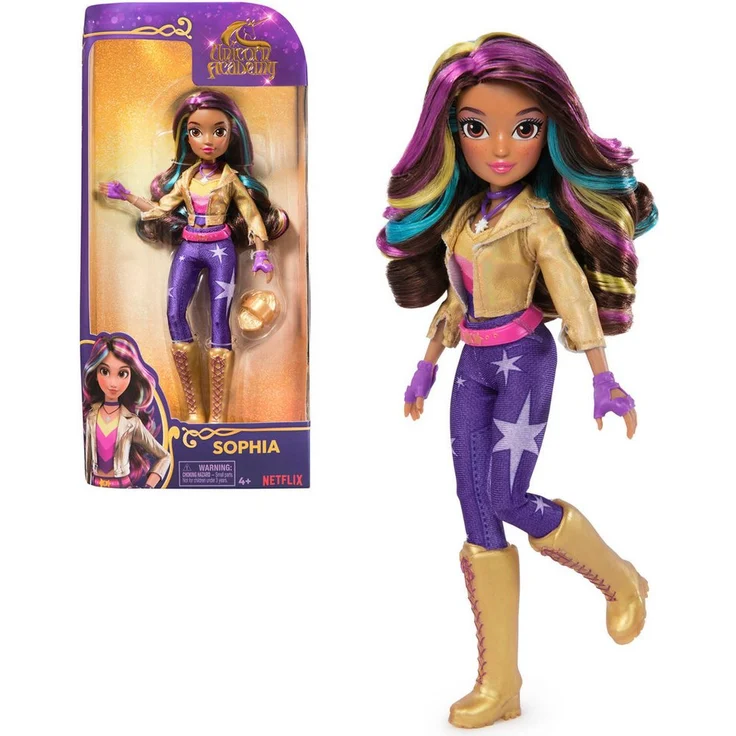 Spin Master Anziehpuppe Unicorn Academy - Fashion Doll - Sophia, 24 cm groß, vollbeweglich mit wunderschönem Haar