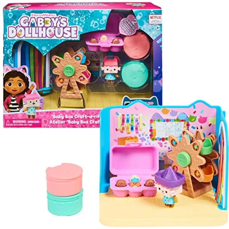 Gabby's Dollhouse Deluxe Raum, Craft-a-riffic-Room, Bastelzimmer mit Baby Box, 2 Möbelstücken und 2 Überraschungsboxen mit Zubehörteilen, geeignet für Kinder ab 3 Jahren – Bild 1