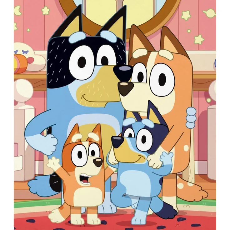Bluey Familie Bettwäsche Set 2 tlg. 135x200 cm 80x80cm Baumwolle – Bild 2