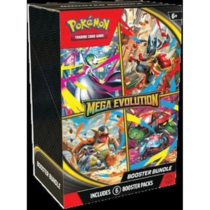 The Pokemon Company Pokemon Mega Evolution Booster Bundle, Sammelkartenset mit 6 Booster-Packs und Merch-Display für TCG-Sammler und Spieler