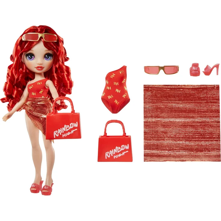 Rainbow High Anziehpuppe Rainbow High Swim & Style Fashion Doll- Ruby (Red), Bademodepuppe mit Accessoires – Bild 1