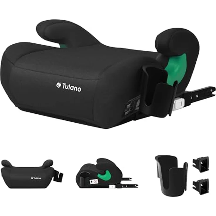 Tulano Cabby 35, Kindersitz Schwarz mit ECE R129/03 i-Size Zulassung, ISOFIX & Autogurtbefestigung, abnehmbare Polsterung, breitere Armlehnen – Bild 1