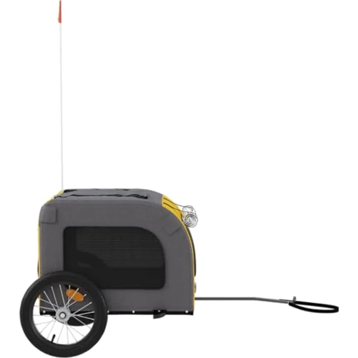 vidaXL Fahrradhundeanhänger Fahrradanhänger Hunde Gelb und Grau Oxford-Gewebe und Eisen, Robuster Rahmen, Komfortables Design, Sicheres Fahren, Vielfältige Anwendungen – Bild 8