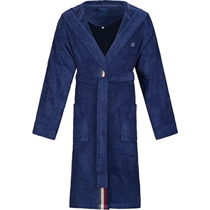 Bugatti Herren Bademantel Decimo, 100% Baumwolle, sportlicher Stil, marine blau – Bild 1
