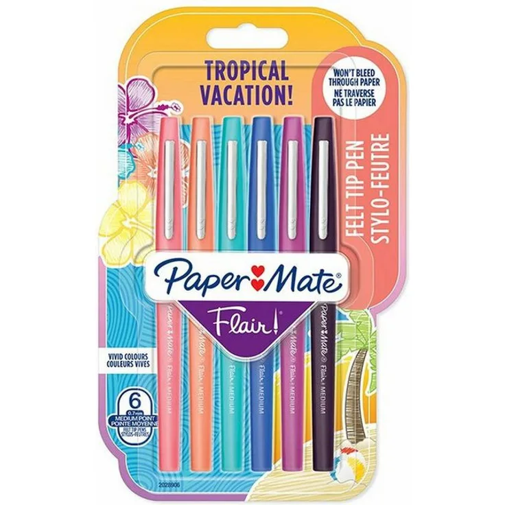 Paper Mate Flair Colors Tropical, Marker-Set mit feiner Spitze, bunt, restauriert A