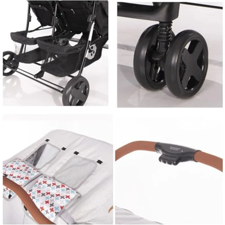 Lorelli Zwillingswagen TWIN, Kinderwagen mit Wickeltasche, schwarz – Bild 6