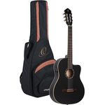 Ortega Guitars Thinline Konzertgitarre elektro-akustisch - Family Series - Slim Neck - inklusive Gigbag - Mahagoni / Fichtendecke (RCE125SN-SBK)