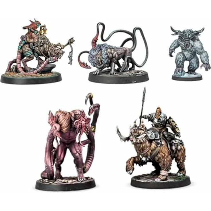 Archon Studio DNL0089: Dungeons & Lasers Miniatures, 15 unbemalte Sammelfiguren mit Yeti, Feuer-Wurm und Drachenjägerin – Bild 4
