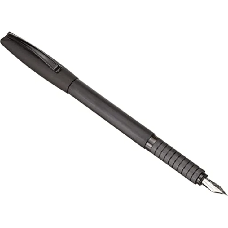 Faber-Castell Füllhalter Essentio Aluminium F, Edelstahlfeder, Tintenpatrone schwarz, schwarzer Schaft – Bild 5
