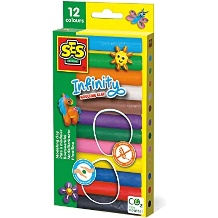 SES 00406 Infinity Modellierknetmasse-12er Packung (180gr)