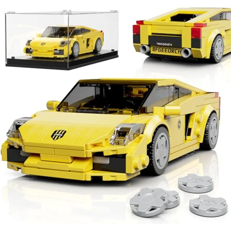Mould King 27076 Technik Speed Champion Klemmbausteine Supersportwagen mit Acryl Vitrine, 342 Teile, kompatibel mit allen Markenbausteinen – Bild 1