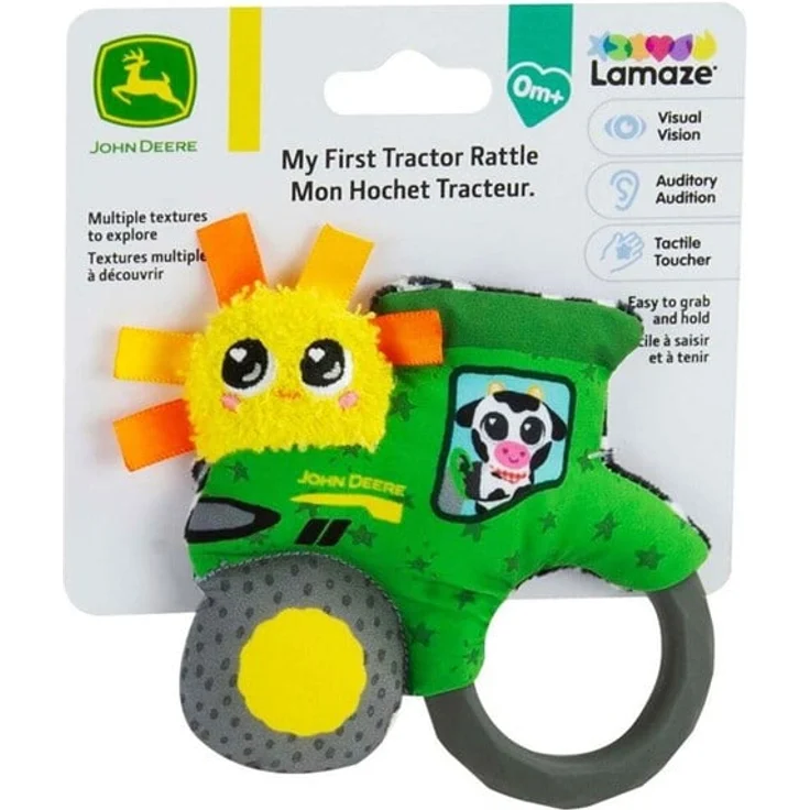 Lamaze John Deere My First Tractor Rattle, Babyrassel mit glockenähnlichem Klang, leuchtenden Farben und verschiedenen Texturen, geeignet ab 0 Monaten