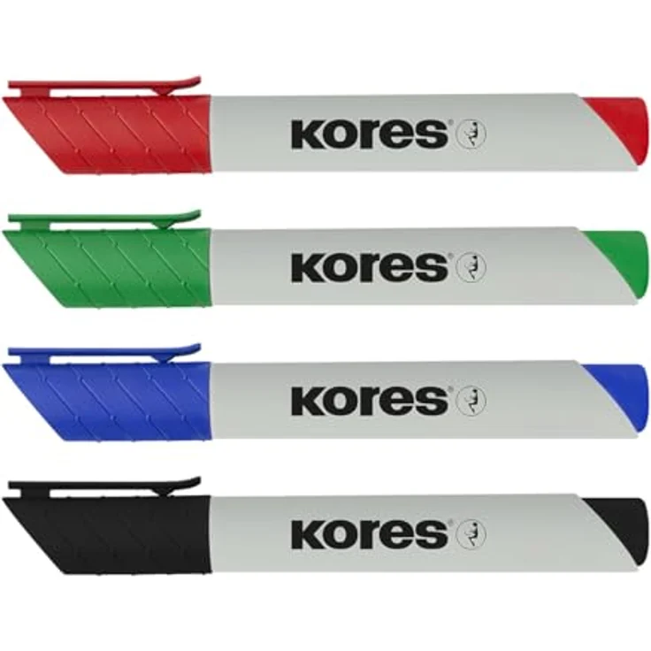 KORES Whiteboard Marker XW1 M20724, 4er Set in rot, blau, grün und schwarz, 3 mm Strichstärke, schnelltrocknend und abwischbar – Bild 2