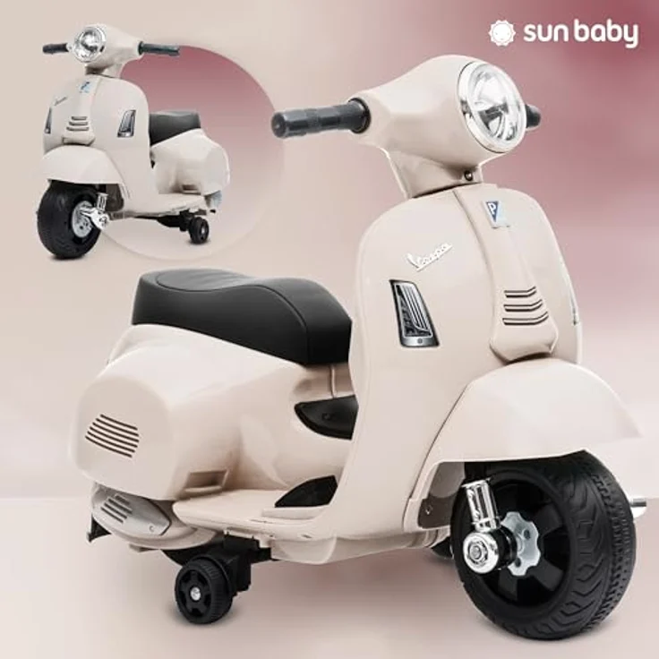 Sun Baby Vespa Kinderroller Elektroroller Kinder Elektrofahrzeug Kinderfahrzeug (Weiß) - Offiziell lizenzierter Vespa-Rutscher, max. Belastung 25 kg, EN71-zertifiziert – Bild 5