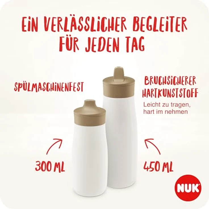 NUK Mini-Me Cup Set für Kleinkinder | Sip & Flip-Aufsätze | Auslaufsichere, beißfeste Tülle & Trinkhalm | Bruchsicher | Mint Dots & Bee – Bild 4