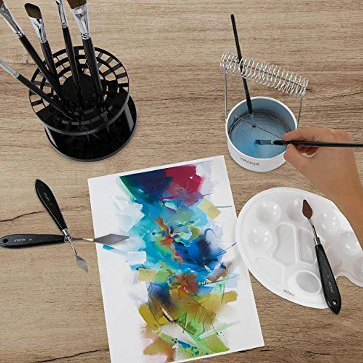 Artina Kreativset Elba, 15tlg. Malset mit Pinselwascher, Pinselhalter und Malzubehör – Bild 7