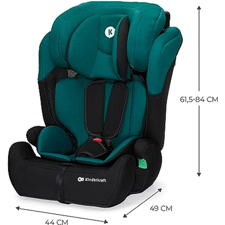 KinderKraft Comfort UP i-Size, Kindersitz für Kinder von 76 bis 150 cm, mit 11-fach verstellbarer Kopfstütze und Sicherheitsgurten, universal einbaubar, grau – Bild 9