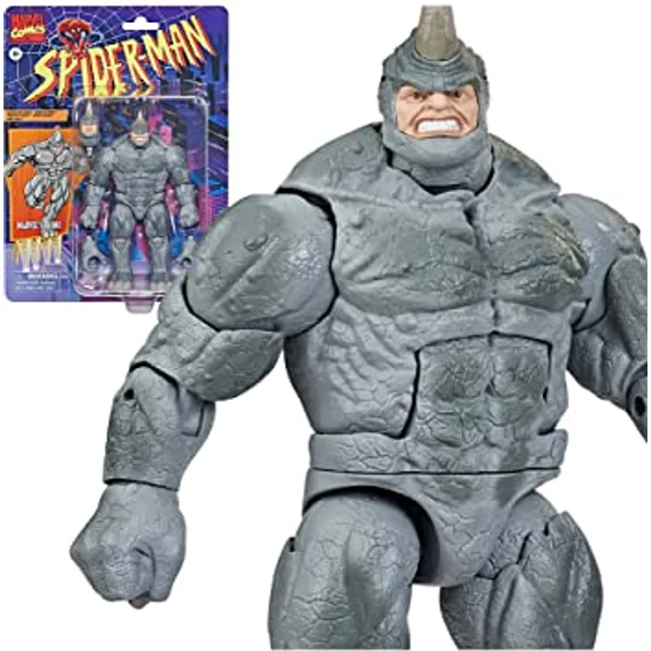 SPIDER-MAN Marvel's Rhino Retro Action-Figur, 15 cm große Sammelfigur mit 3 Zubehörteilen und Premium Beweglichkeit – Bild 2