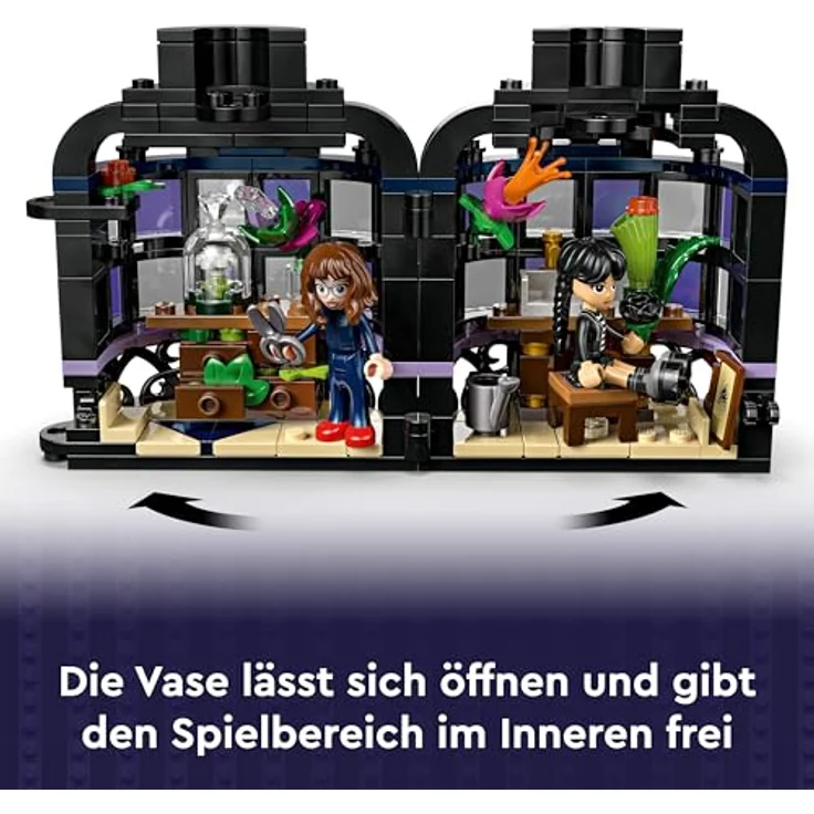 LEGO Wednesday 76784 Schwarze Dahlie Bausatz, 358 Teile, mehrfarbig mit Vase und Klassenzimmer – Bild 4
